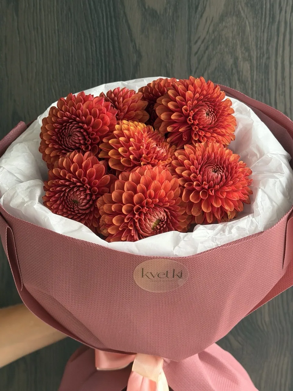 Deep red dahlias bouquet